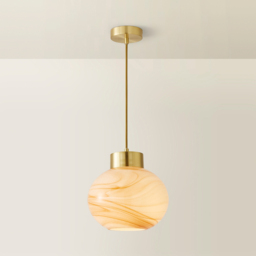 ValueLights Sookie Alabaster Glass Brushed Gold Capped LED Ceiling Pendant Light - Size: 129.5 x 14.5 x 14.5cm - Wilko - thumbnail 6