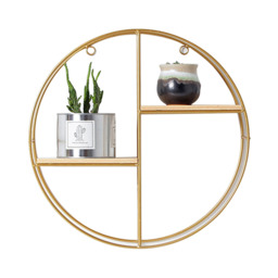 Living and Home 2-Tier 37cm Gold Framed Floating Round Wall Shelf - Size: 10 x 37 x 37cm - Wilko - thumbnail 7