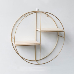 Living and Home 2-Tier 37cm Gold Framed Floating Round Wall Shelf - Size: 10 x 37 x 37cm - Wilko - thumbnail 4