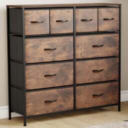 Vida Designs Chorley 10 Drawer Rustic Brown Fabric Chest of Drawer - Wilko - thumbnail 1