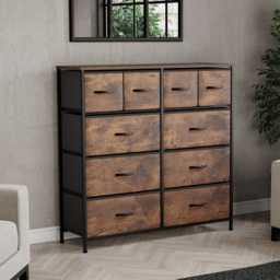Vida Designs Chorley 10 Drawer Rustic Brown Fabric Chest of Drawer - Wilko - thumbnail 4