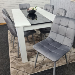 Kosy Koala 6 Seater Velvet Dining Set Black White and Grey - White Black - Portland - Wilko - thumbnail 5