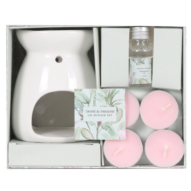 Tropical Oil Burner Set - Size: 14 x 9 x 17cm - Wilko
