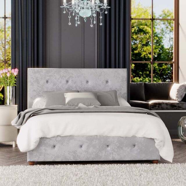 Laurence Llewelyn-Bowen Hesper Super King Size Silver Mirazzi Velvet Ottoman Bed - Wilko - image 1