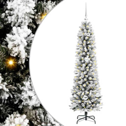 vidaXL Pre-Lit Warm White LED and Silver Baubles White Artificial Christmas Tree with Stand 4.9ft - Wilko - thumbnail 3