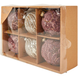 Set of 6 Glass Antique Ballroom Baubles - Wilko - thumbnail 3
