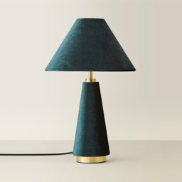 ValueLights Martha Conical Teal Velvet Table Lamp and Bulb - Size: 46.8 x 30 x 30cm - Green - Wilko - thumbnail 4