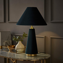 ValueLights Martha Conical Teal Velvet Table Lamp and Bulb - Size: 46.8 x 30 x 30cm - Green - Wilko - thumbnail 7