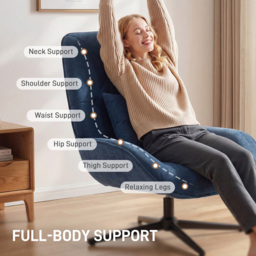 Portland Dark Blue Chenille Swivel Accent Chair with Lumbar Pillow - Size: Single - Wilko - thumbnail 4
