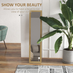 HOMCOM Natural Rustic Full Length Mirror 155cm - Size: 155 x 37cm - Brown - Wilko - thumbnail 5