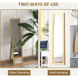 HOMCOM Natural Rustic Full Length Mirror 155cm - Size: 155 x 37cm - Brown - Wilko - thumbnail 6