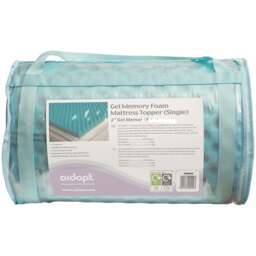 Aidapt Single Gel Memory Foam Cool Reversible Mattress Topper - Size: 510 x 900 x 20cm - Blue - Wilko - thumbnail 1