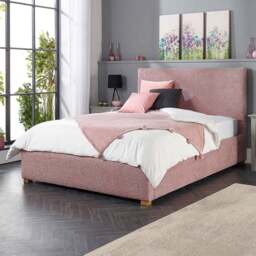 Aspire Small Double Blush Boucle Upholstered Garland Ottoman Bed Frame - Pink - Aspire Beds - Wilko