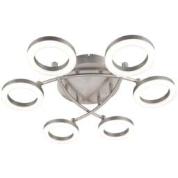 Cosylyte Juni 6 Ring Matt Nickel LED Flush Ceiling Light - Size: 49.5 x 54 x 13cm - Silver - Wilko