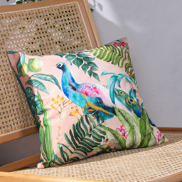 Evans Lichfield Peacock Blush Outdoor Reversible Cushion - Size: 43 x 43 x 10cm - Pink - Wilko - thumbnail 3