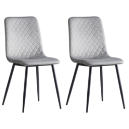 Lexi Set of 2 Light Grey Velvet Fabric Dining Chairs - MCC - Wilko - thumbnail 5