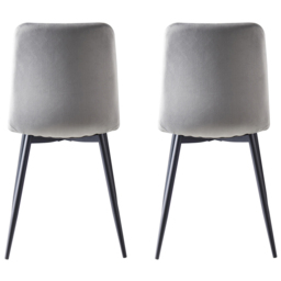 Lexi Set of 2 Light Grey Velvet Fabric Dining Chairs - MCC - Wilko - thumbnail 6