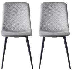 Lexi Set of 2 Light Grey Velvet Fabric Dining Chairs - MCC - Wilko - thumbnail 4