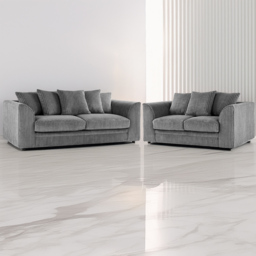 Portland Luxor 5 Seater Grey Jumbo Cord Sofa Set with Scatter Back - Wilko - thumbnail 1