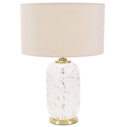 ValueLights India Cream Shade White Confetti Glass LED Table Lamp - Size: 52.5 x 45 x 45cm - Wilko