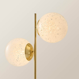 ValueLights Jas White Confetti Glass Globe Shade Gold 2 Way LED Ceiling Light with Bulb - Size: 46 x 33 x 16cm - Wilko - thumbnail 6