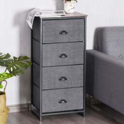 Costway Black 4 Drawer Fabric Nightstand Bedside Storage Cabinet - Wilko