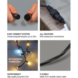 Eagle Connect 180 Warm White LED Black Icicle Light 6m - Size: 34 x 20 x 9cm - Wilko - thumbnail 6