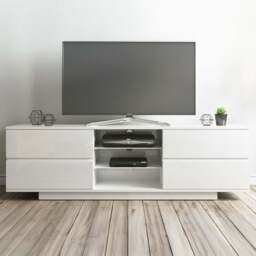 Centurion Supports Avitus 4 Drawer 3 Shelf Premium High Gloss White TV Unit - Size: 48 x 158 x 40cm - Wilko