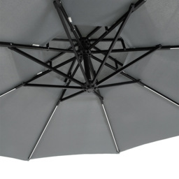 Living and Home Dark Grey 2 Tier Solar Light Cantilever Parasol with Square Base 3m - Wilko - thumbnail 4