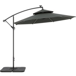 Living and Home Dark Grey 2 Tier Solar Light Cantilever Parasol with Square Base 3m - Wilko - thumbnail 1