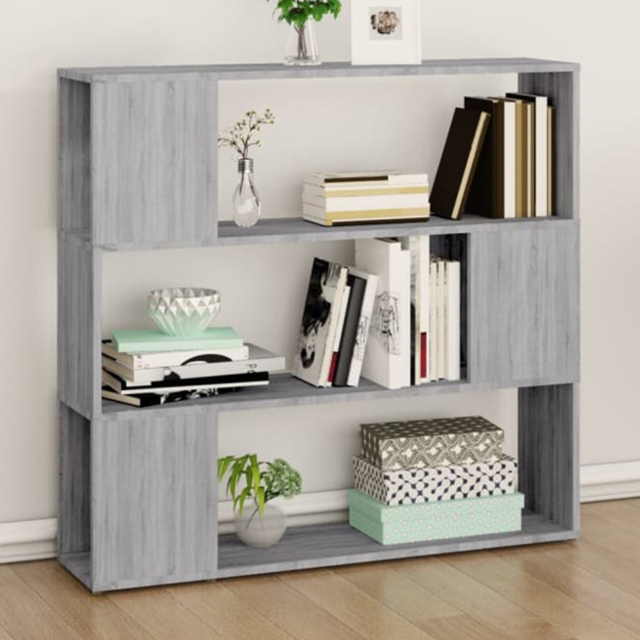 vidaXL 3 Shelf Grey Sonoma Oak Bookcase - Size: 94 x 100 x 24cm - Wilko - image 1