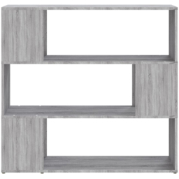 vidaXL 3 Shelf Grey Sonoma Oak Bookcase - Size: 94 x 100 x 24cm - Wilko - thumbnail 4