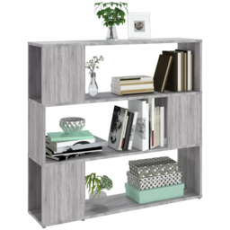 vidaXL 3 Shelf Grey Sonoma Oak Bookcase - Size: 94 x 100 x 24cm - Wilko - thumbnail 5