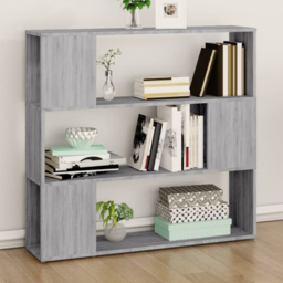 vidaXL 3 Shelf Grey Sonoma Oak Bookcase - Size: 94 x 100 x 24cm - Wilko