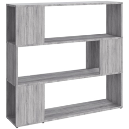 vidaXL 3 Shelf Grey Sonoma Oak Bookcase - Size: 94 x 100 x 24cm - Wilko - thumbnail 3