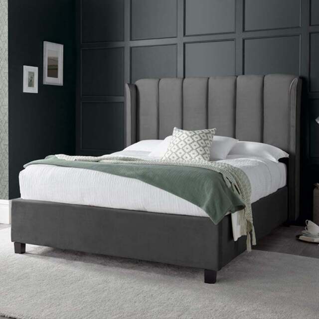 Aurora King Size Grey Velvet Ottoman Bed - Bedmaster - Wilko - image 1