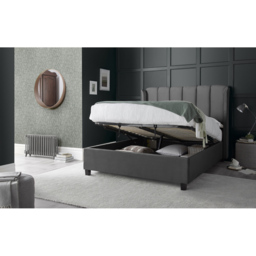 Aurora King Size Grey Velvet Ottoman Bed - Bedmaster - Wilko - thumbnail 3