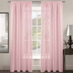 Velosso Riva Plain Baby Pink Slot Top Voile Panel Curtain 150 x 137cm - Size: w 150 x D 137cm - Wilko