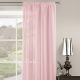 Velosso Riva Plain Baby Pink Slot Top Voile Panel Curtain 150 x 137cm - Size: w 150 x D 137cm - Wilko - thumbnail 3