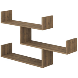 Decortie Tibet 3 Shelf Dark Oak Effect Zigzag Wall Mounted Bookcase - Brown - Wilko - thumbnail 3