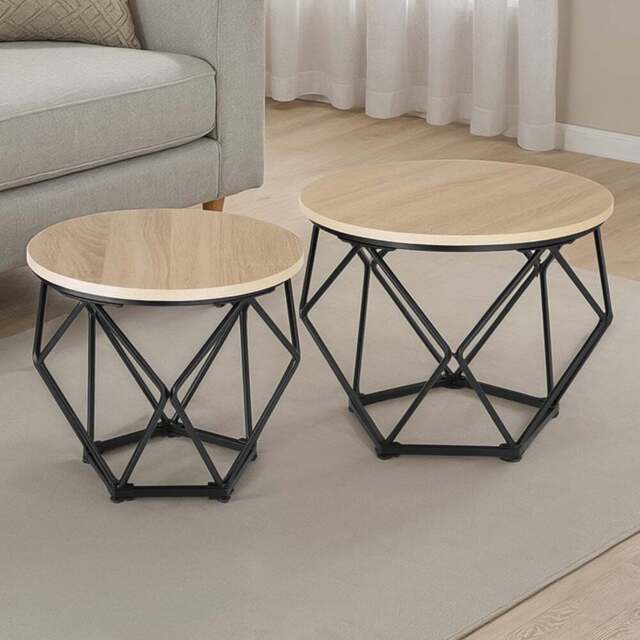tectake Benham Oak Sonoma Coffee Table Set of 2 - Brown - Wilko - image 1