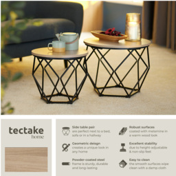 tectake Benham Oak Sonoma Coffee Table Set of 2 - Brown - Wilko - thumbnail 7