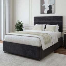 Bedmaster King Size Black Naples Velvet 2 Drawer Divan Base with Milan Headboard - Wilko