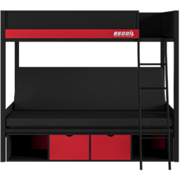 Flair Nova Black and Red Storage Gaming Metal Bunk Bed with Futon - Size: Single - Wilko - thumbnail 4