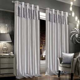 Intimates Vera Silver Eyelet Curtains 168 x 229cm - Size: W 168 x D 229cm - Wilko