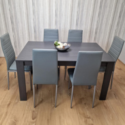 Kosy Koala 6 Seater Faux Leather Arrow Design Dining Set Grey - Portland - Wilko - thumbnail 1