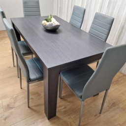 Kosy Koala 6 Seater Faux Leather Arrow Design Dining Set Grey - Portland - Wilko - thumbnail 5