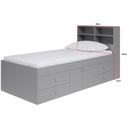 Kudl 4 Shelf Bookcase Headboard - Size: Single - Grey - Wilko - thumbnail 5