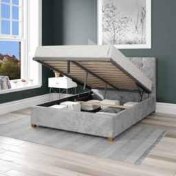 Aspire Hepburn Super King Silver Mirazzi Velvet Ottoman Bed - Aspire Beds - Wilko - thumbnail 3
