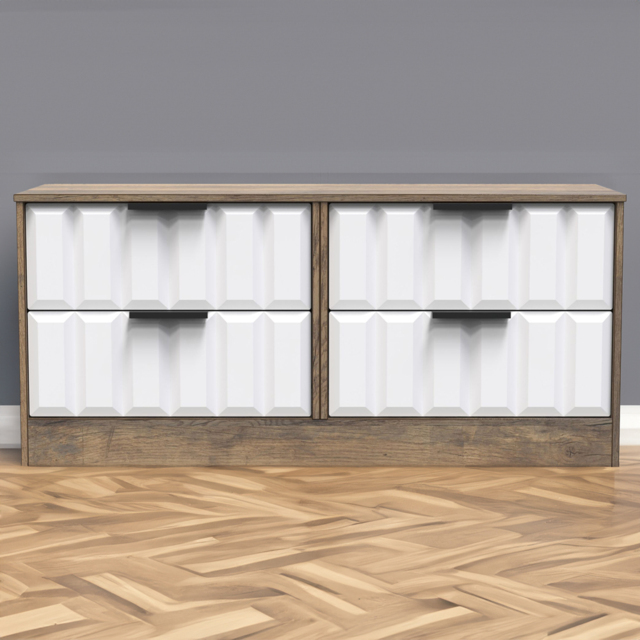 Crowndale New York 4 Drawer White Matt and Vintage Oak Chest of Drawers Ready Assembled - Wilko - image 1